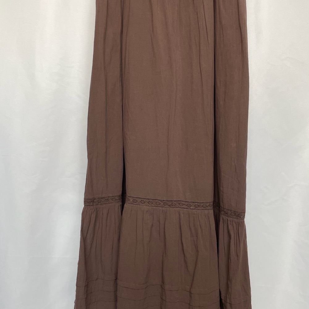H&M Whimsigoth Boho Prairie Chocolate Brown Lace Cami Maxi Dress 90s Grunge 16 - Picture 2 of 14